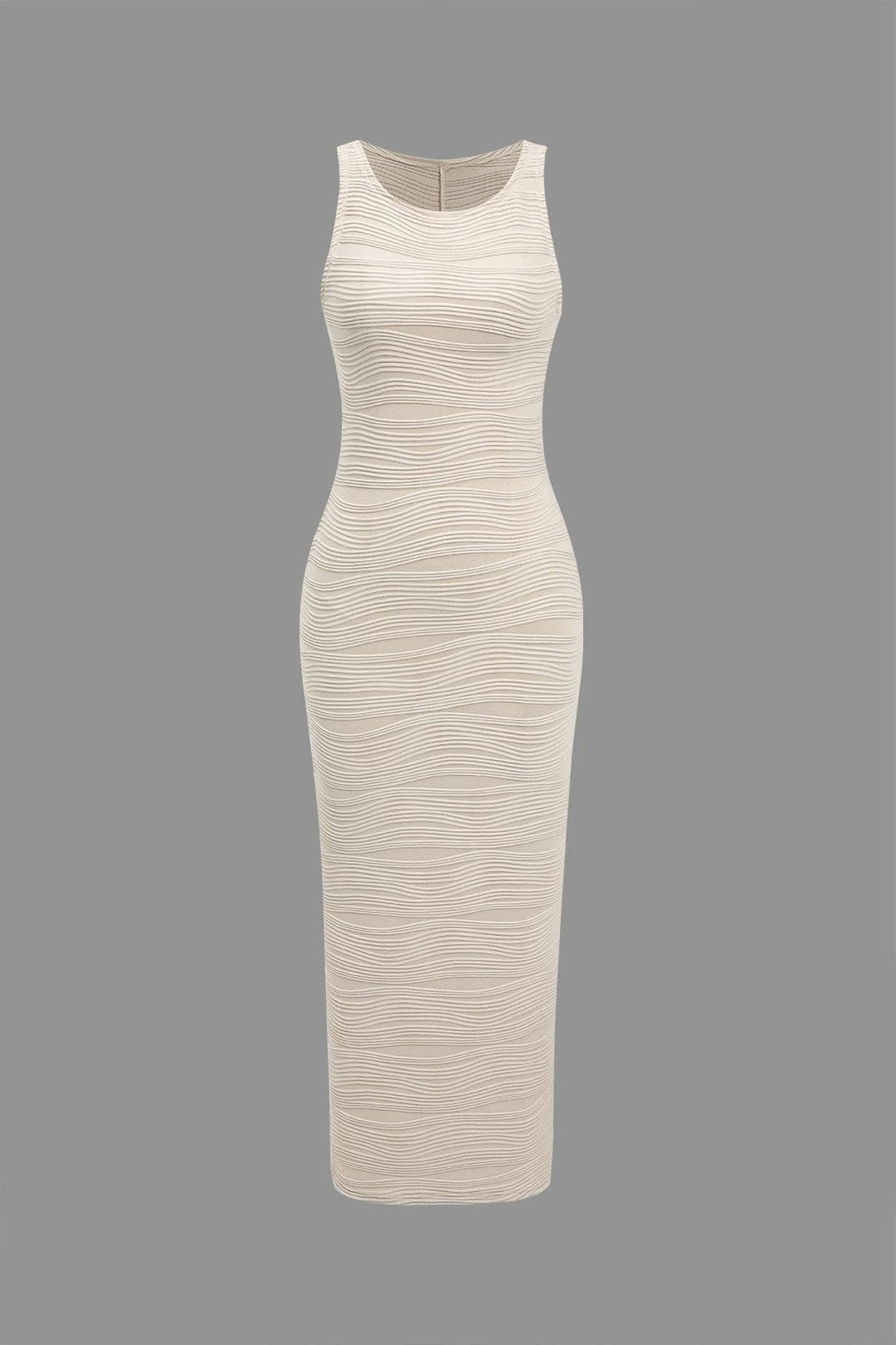 Robe longue moulante beige motif ondulé texture élégante - Douceur