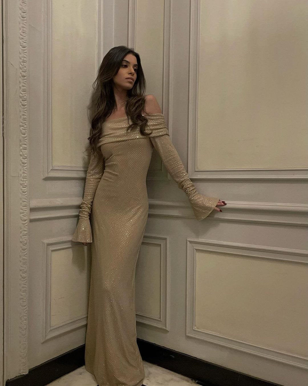 Robe soirée scintillante saphir