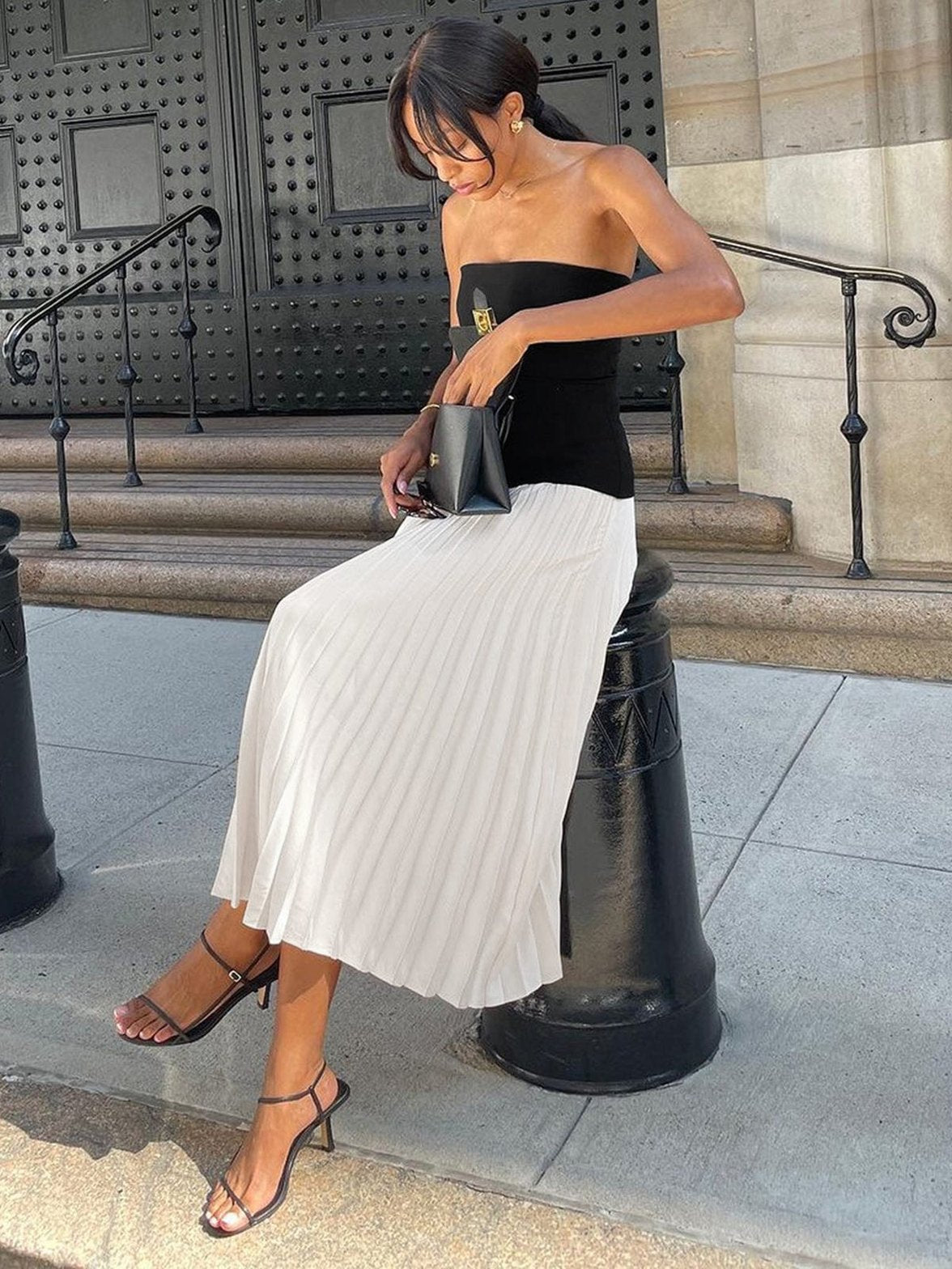 Robe longue plissée soirée glamour