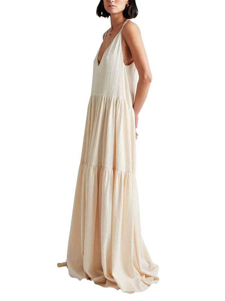 Robe longue plissée Ocean Breeze vue arrière - Sable