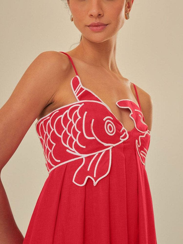 Vue complète robe rouge corail
