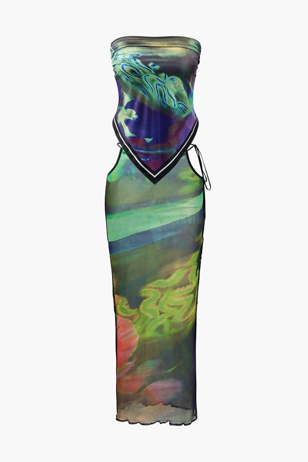 Vue latérale robe moulante à nœuds - Grâce