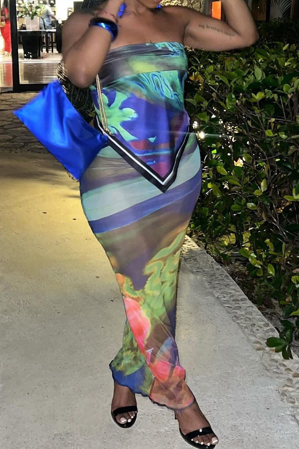 Robe longue moulante élégante sans bretelles - Harmonie