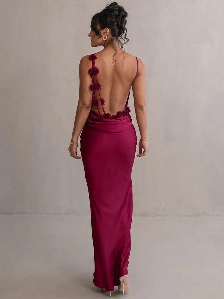 Robe satin florale cristal