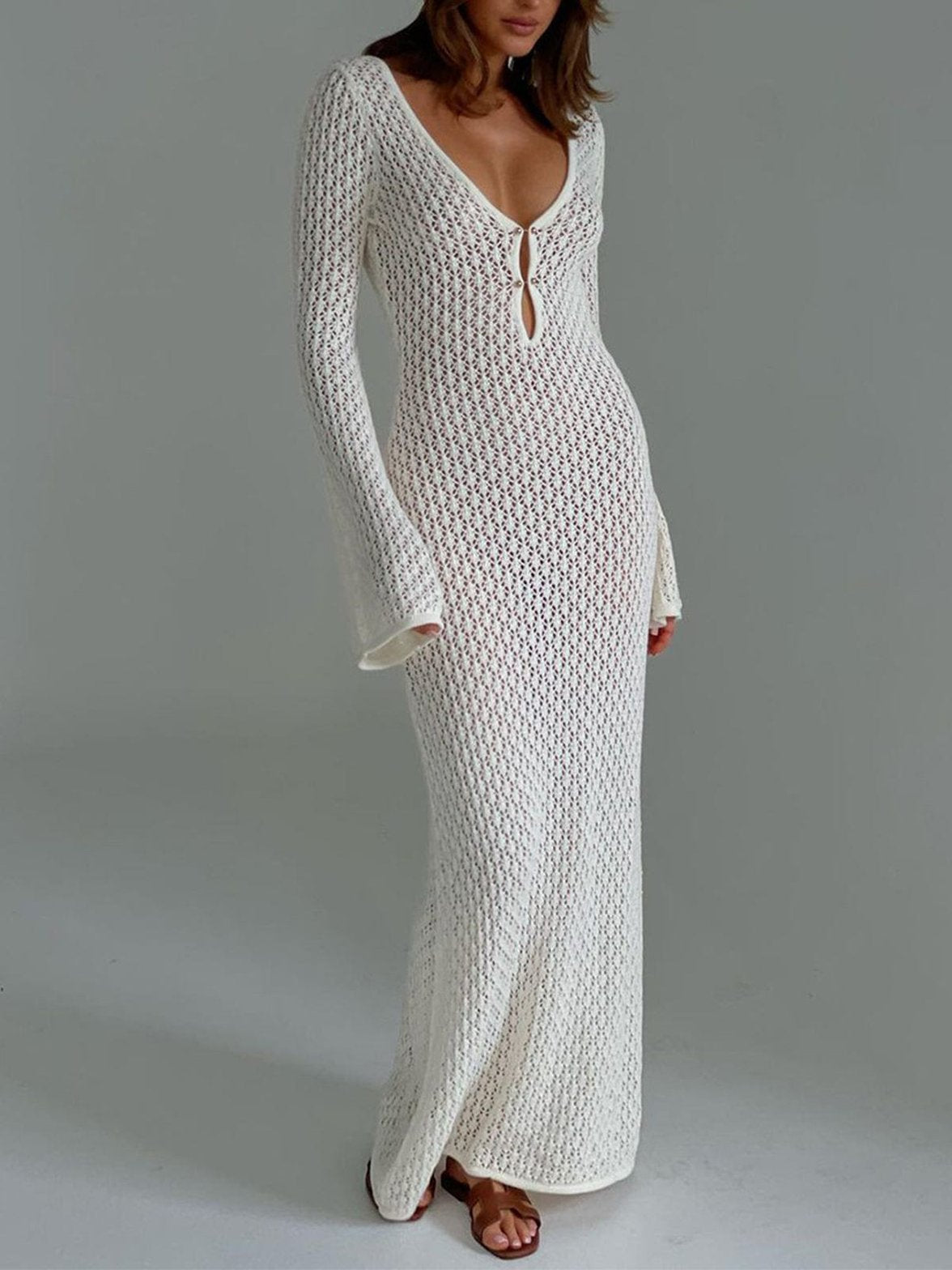 Robe longue tricot blanche douceur