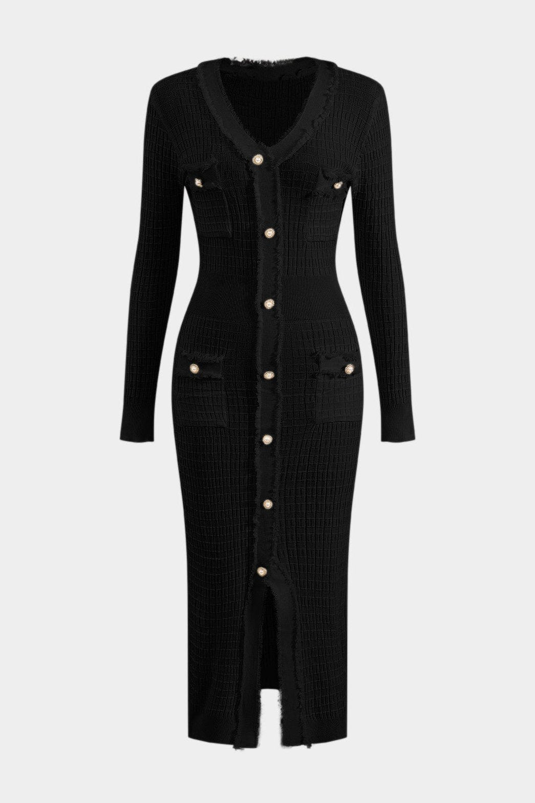 Col V robe tricot blanche - Sophistication