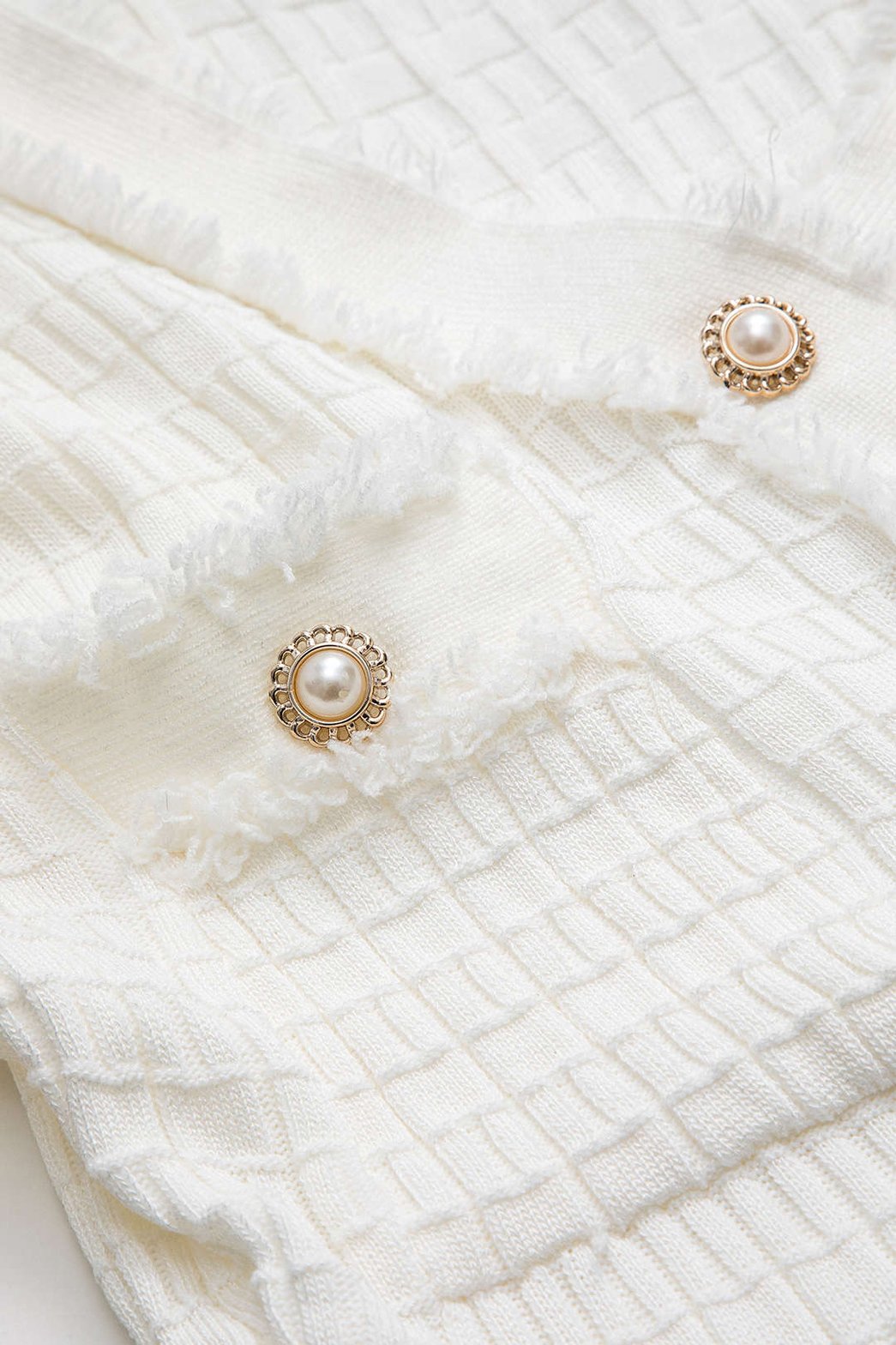 Vue latérale robe tricot blanche - Harmonie