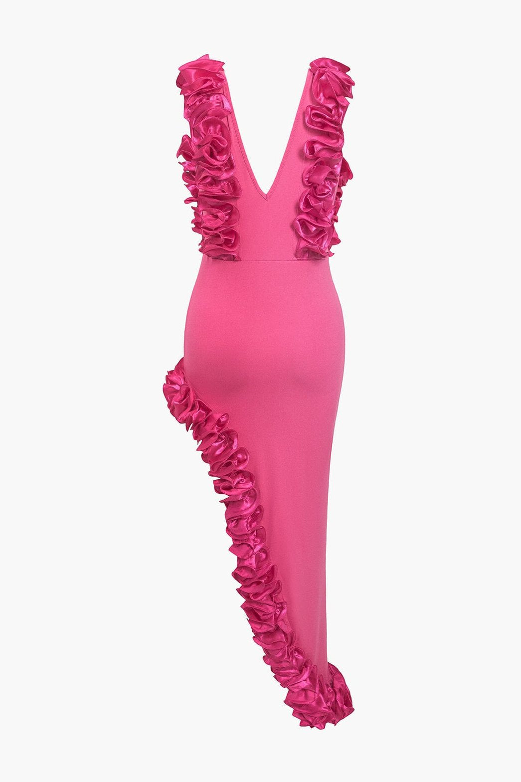 Robe de soirée moulante avec détails volantés lune