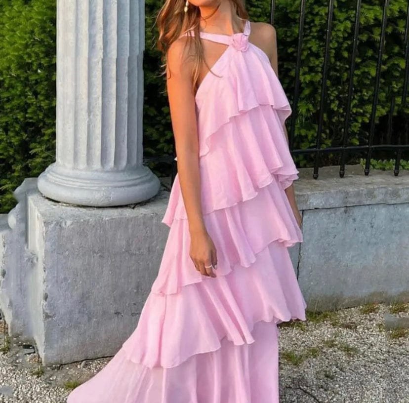 Robe longue dos nu élégante cristal