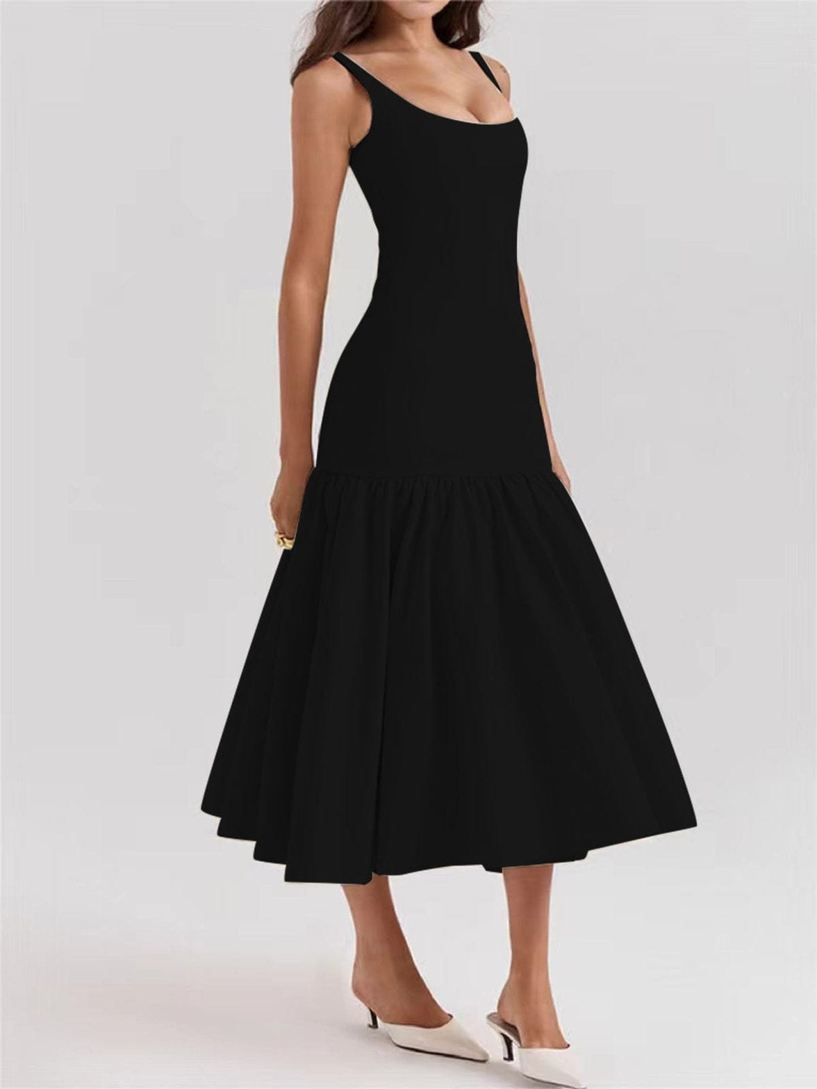 Robe longue à volants blanc pur légèreté