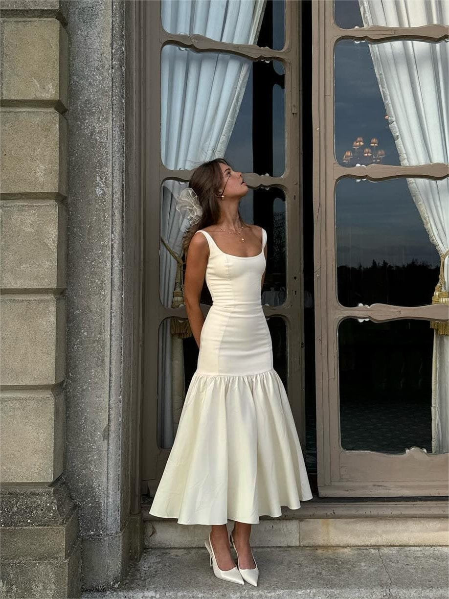 Robe maxi à volants blanc crème harmonie