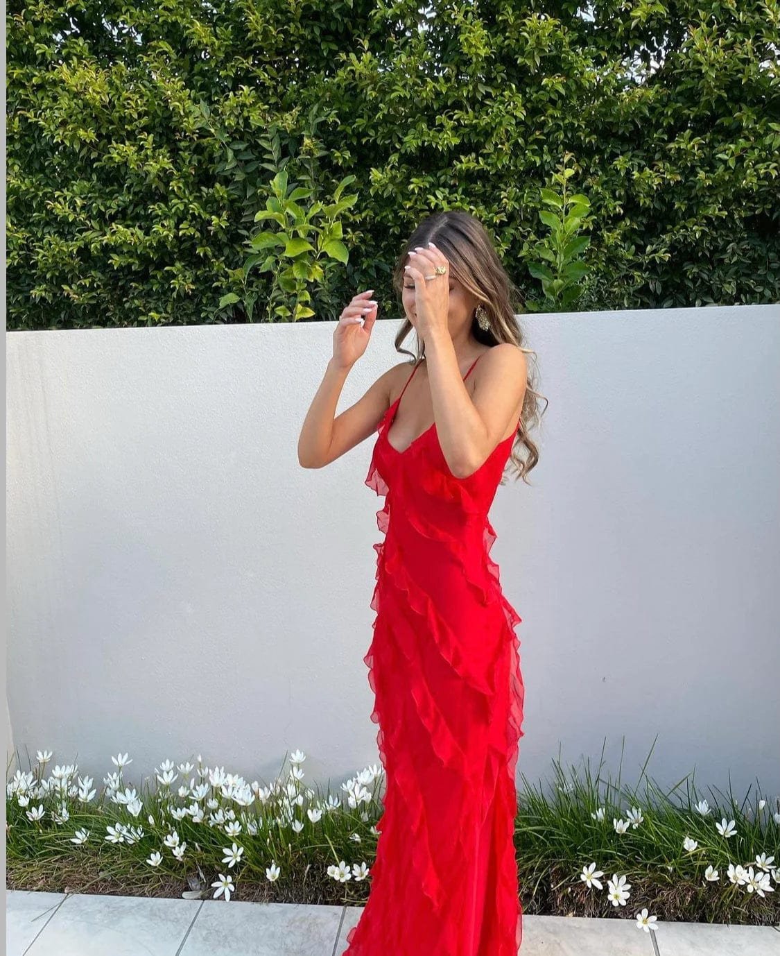 Robe longue à volants vue détaillée harmonie