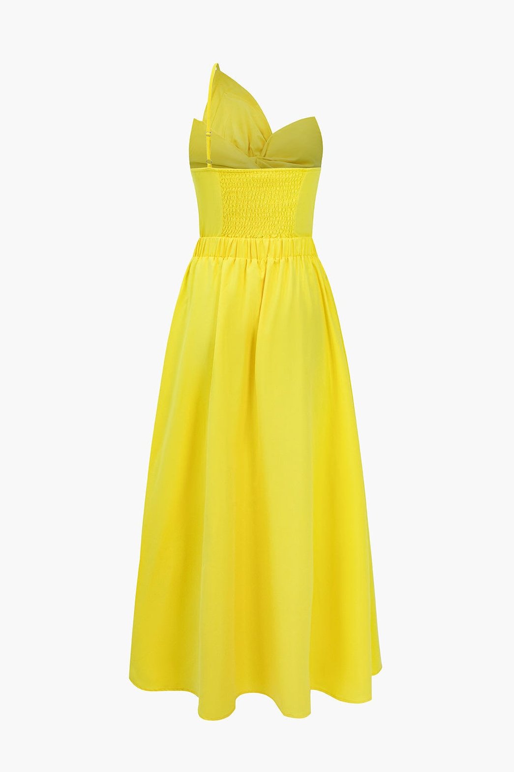Robe midi asymétrique jaune vue de dos douceur