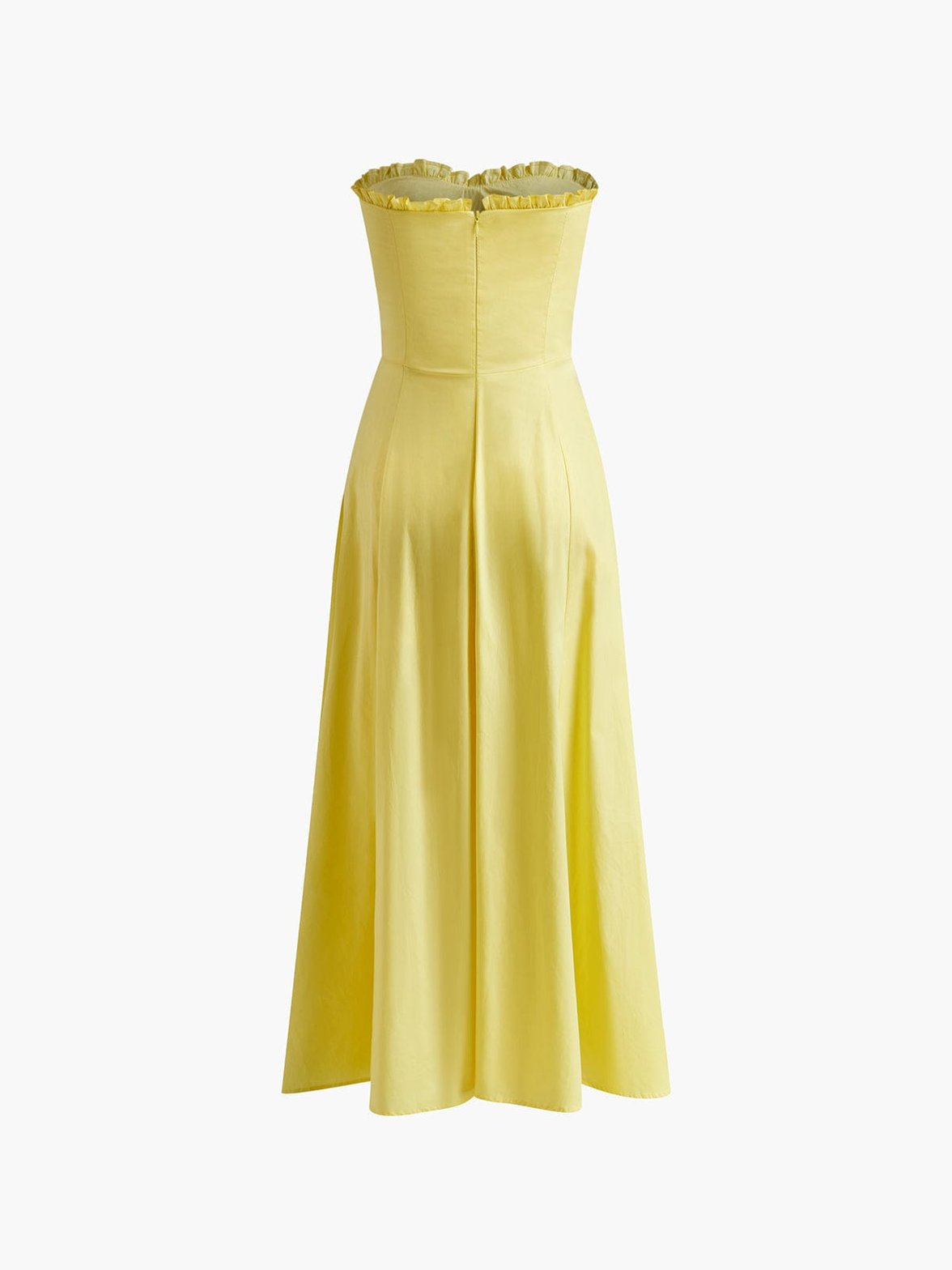 Robe midi corset jaune citron détail tissu plume