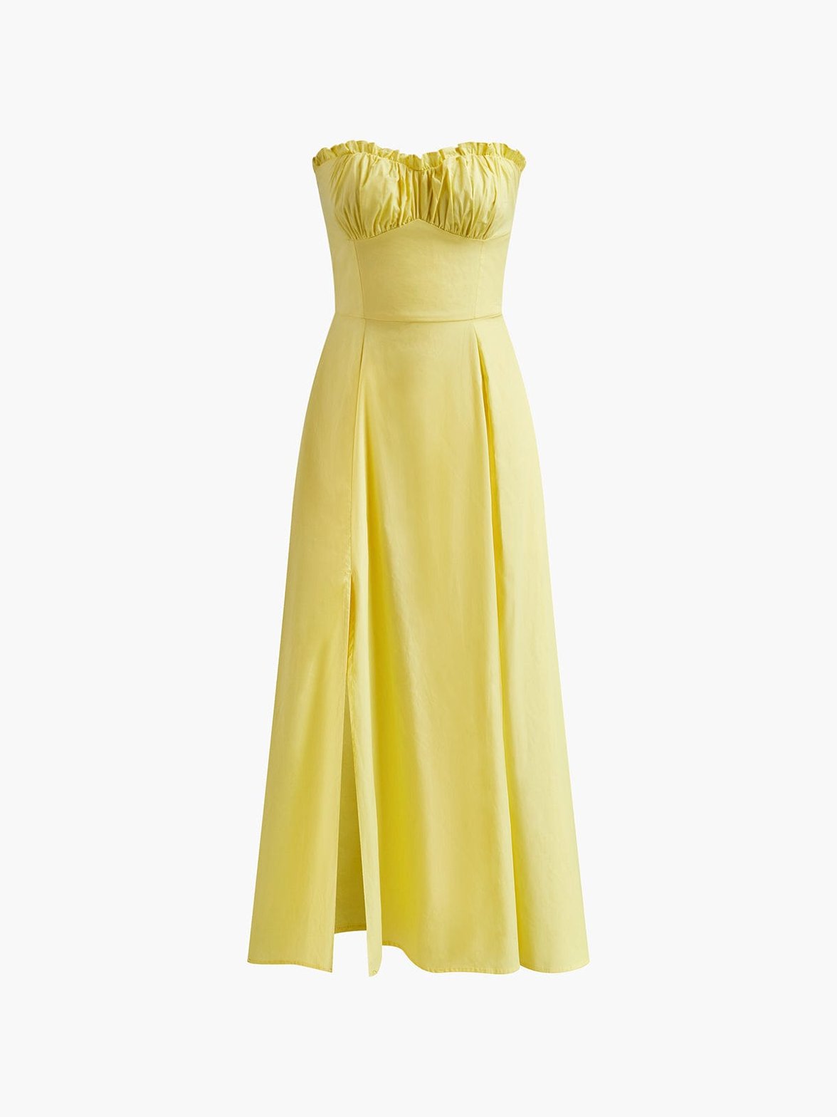 Robe midi corset jaune citron détail corsage sourire