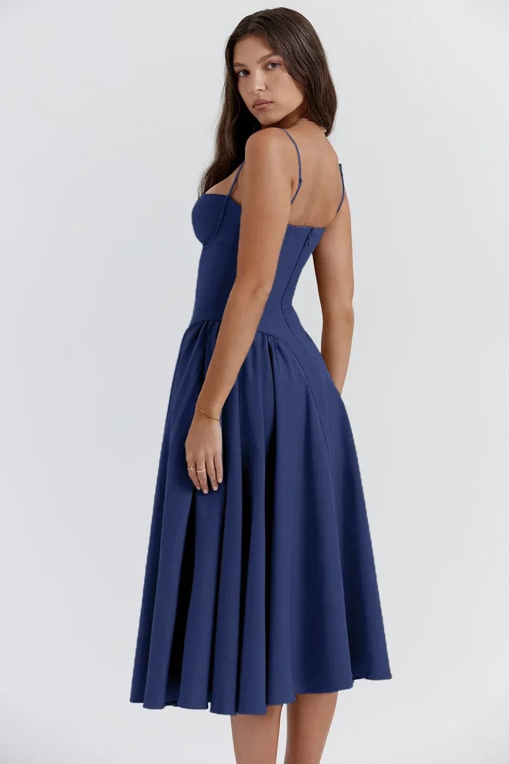 Robe bustier ajustée bleu nuit velours
