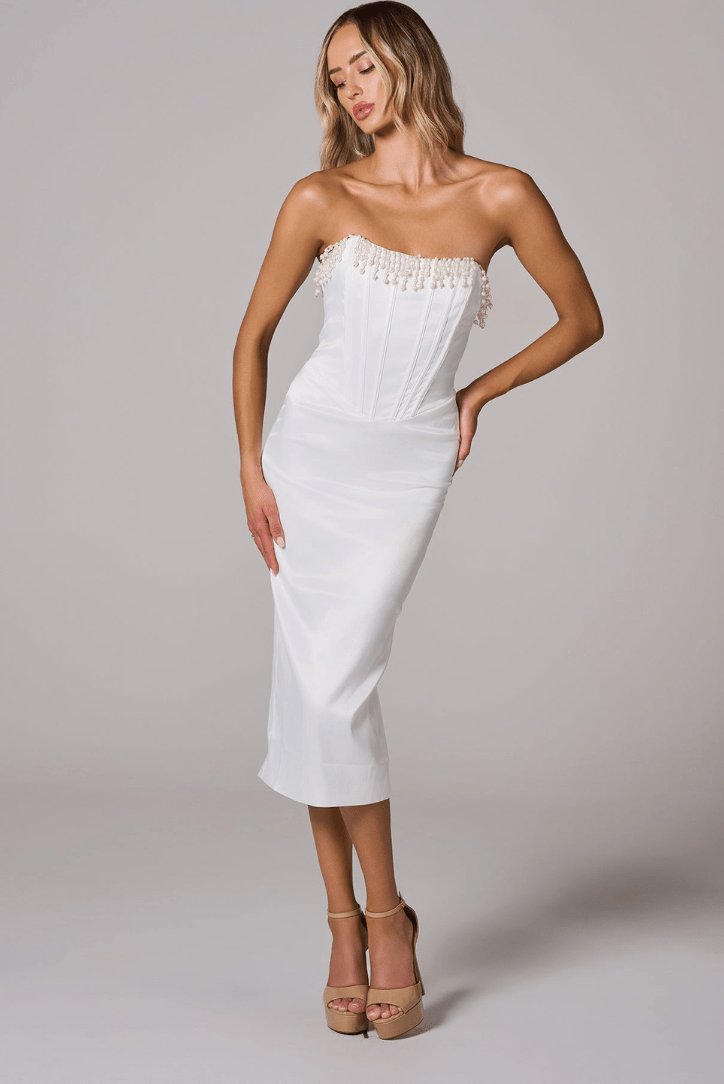 Robe midi corset détail corsage délicat