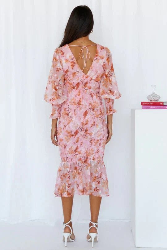Robe midi fleurie décolleté V rêve