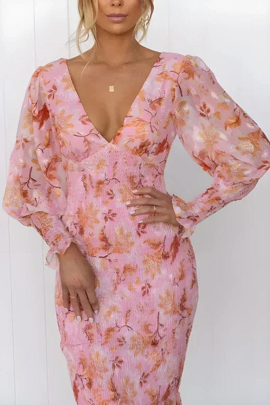 Robe midi élégante rose douceur