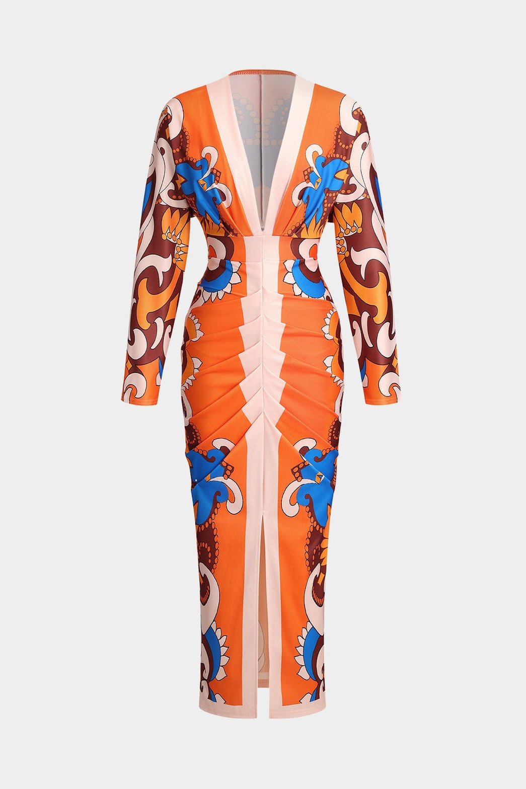 Robe midi motif hawaïen orange soleil