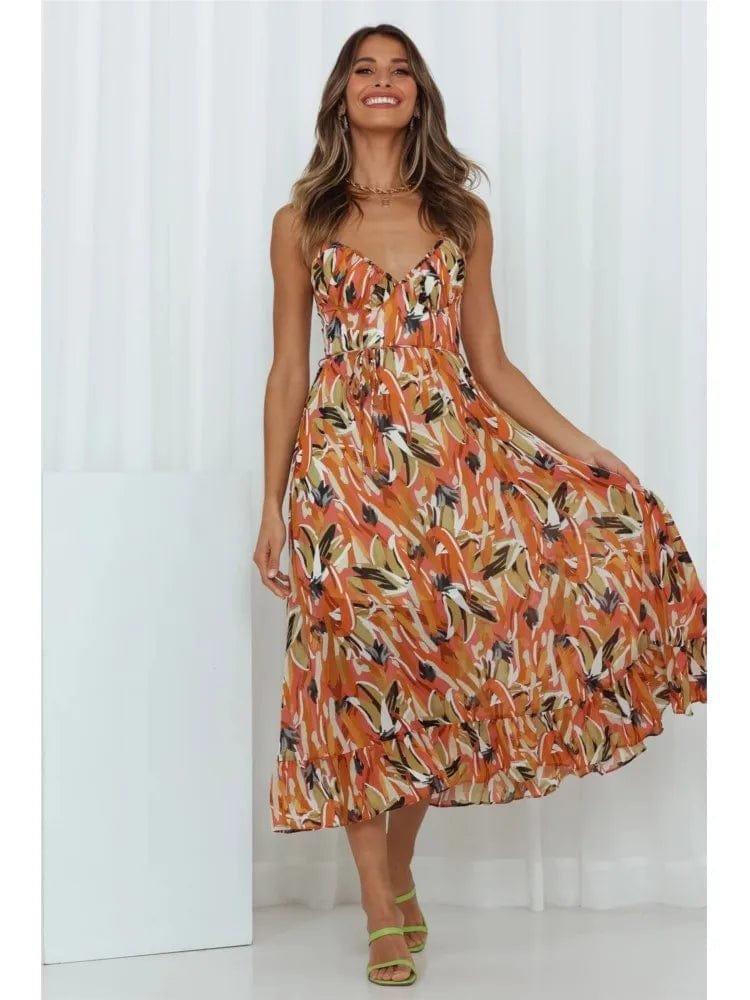 Robe midi élégante été fleur