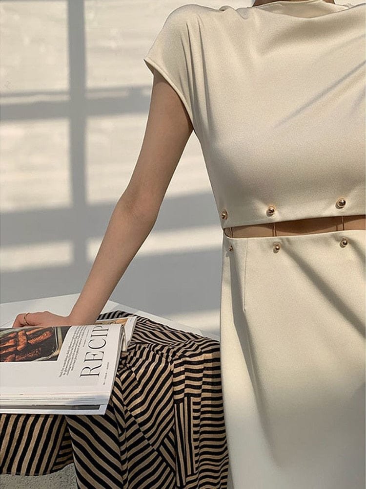 Vue latérale robe midi quartz