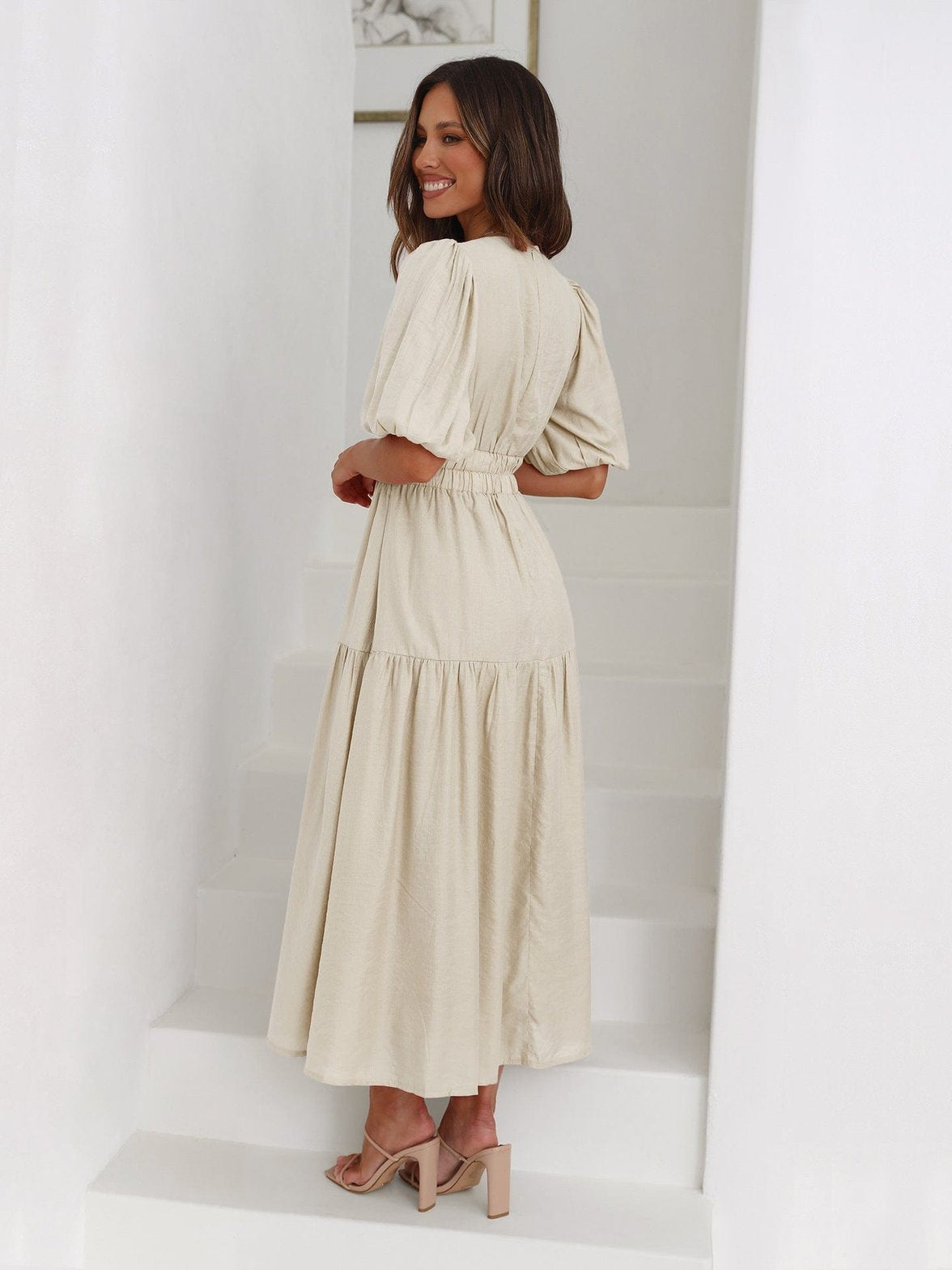 Robe longue décontractée beige liberté