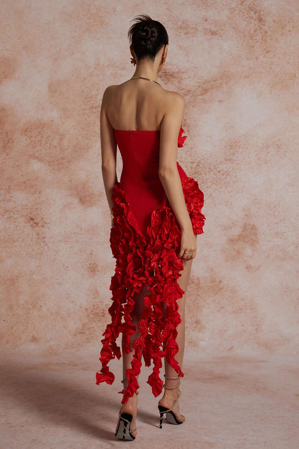 Robe Midi Élégante à Volants Émeraude