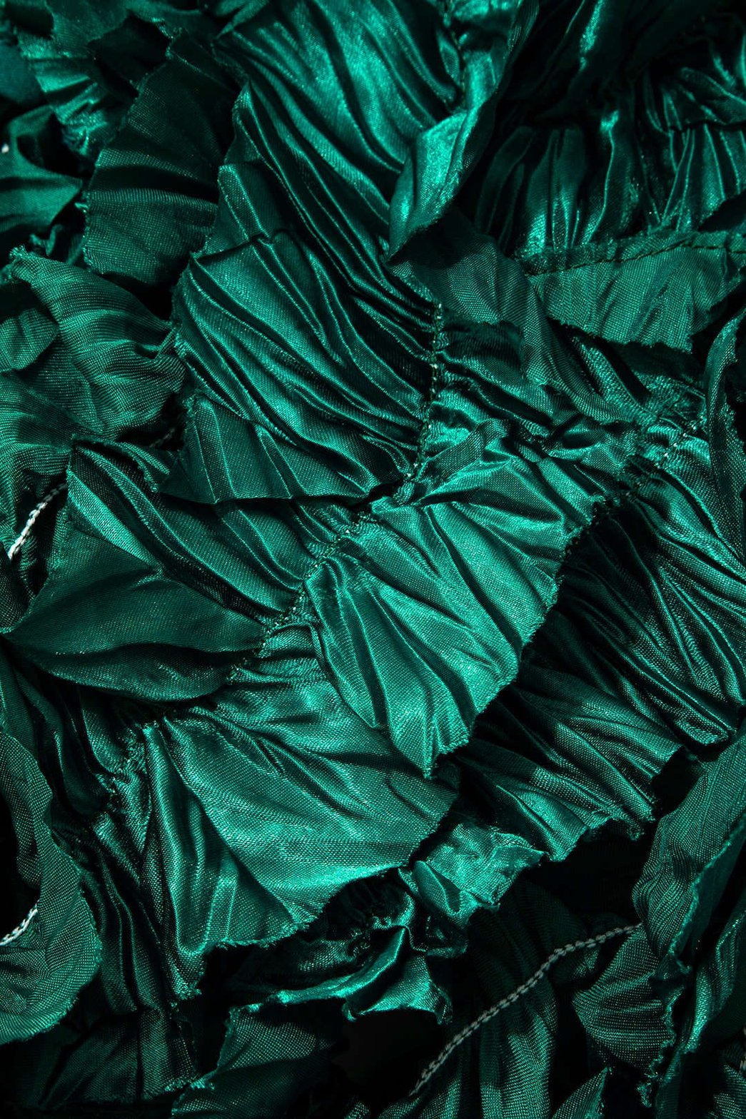 Robe Midi Élégante à Volants Émeraude