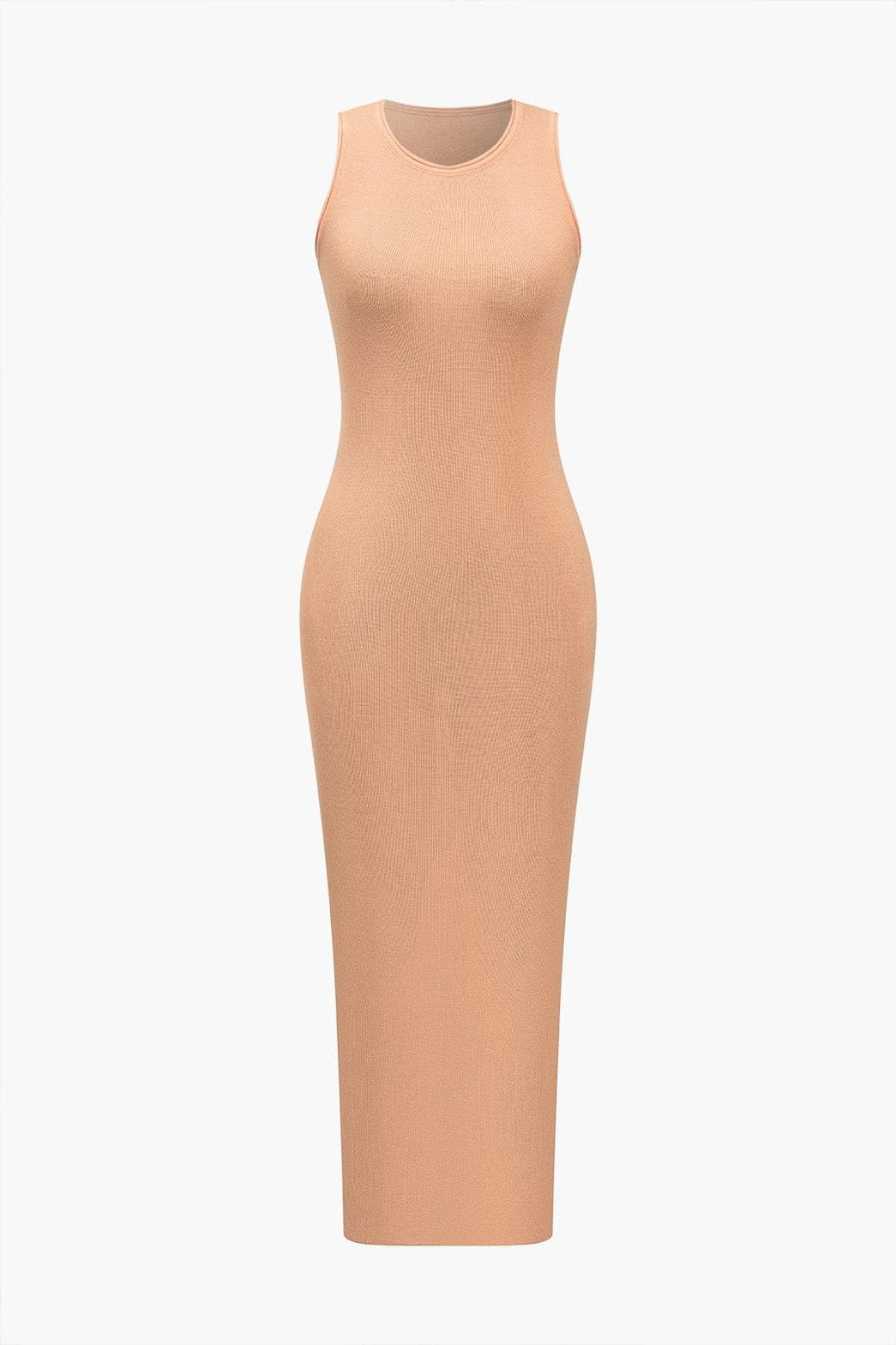 Robe midi moulante en maille beige soleil