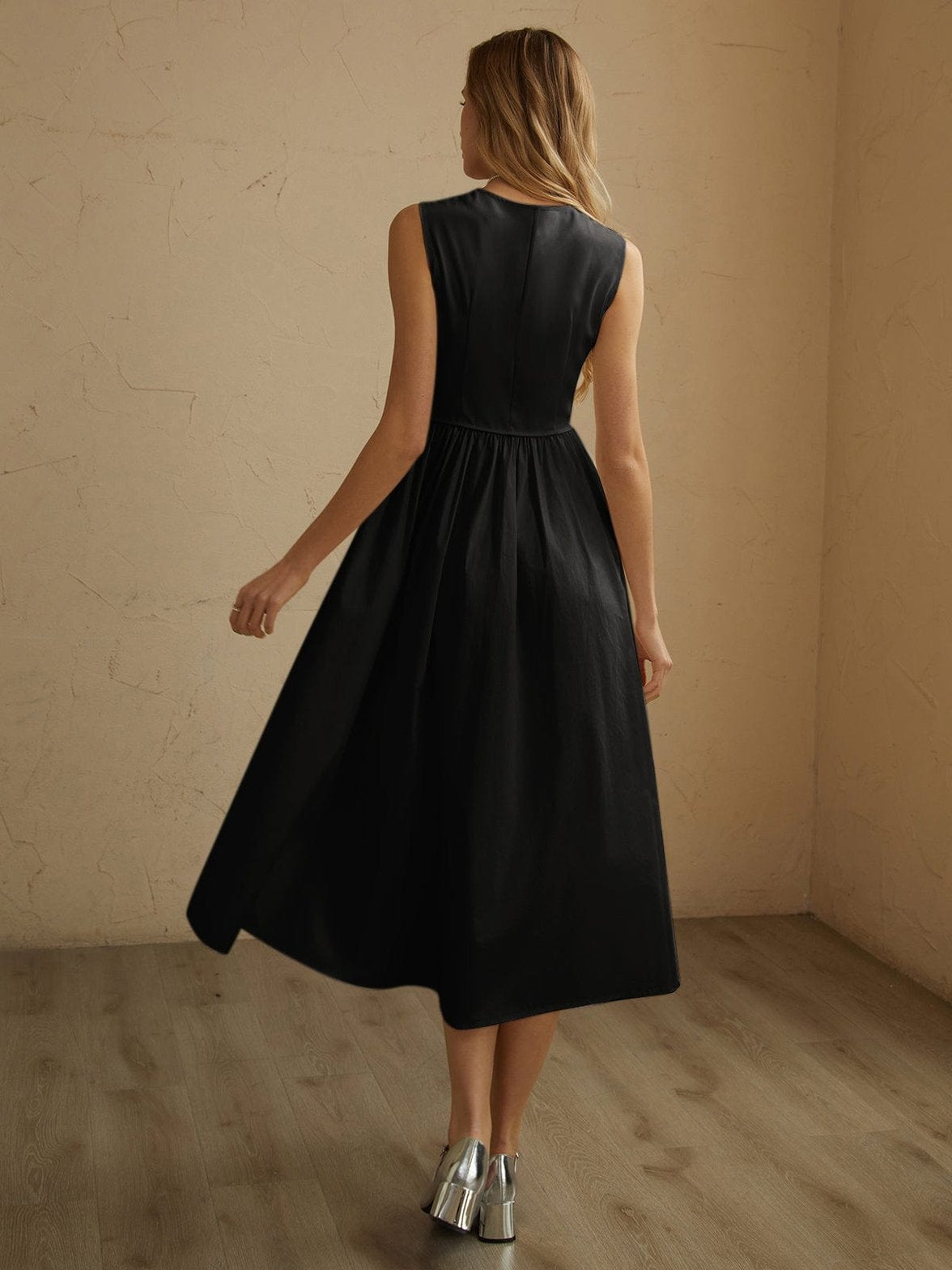 Robe midi élégante vue latérale légèreté
