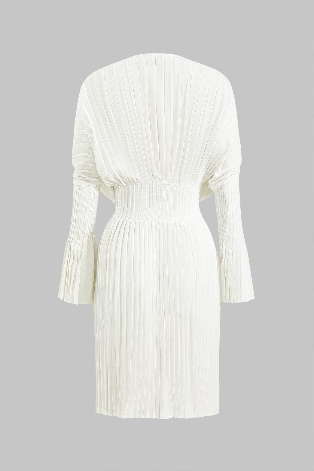 Vue de dos robe midi plissée blanche étoile