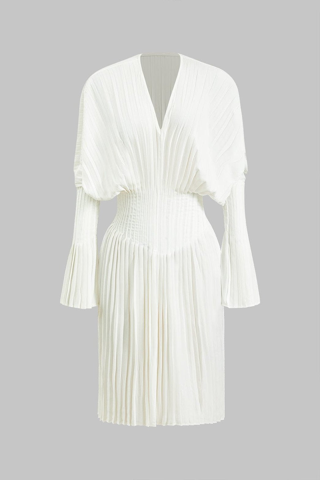 Robe midi plissée blanche style corset élégant papillon