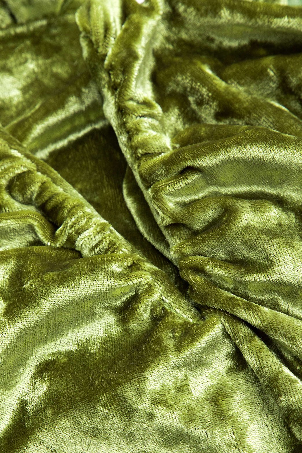 Robe midi velours vert détail froncé crystal