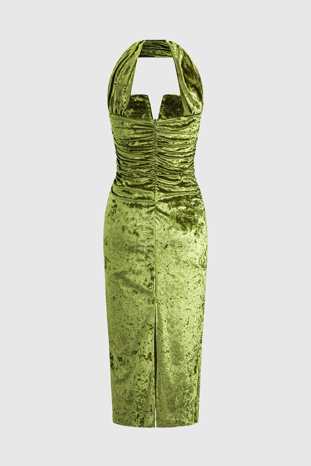 Robe midi velours vert dos-nu vue de dos harmonie