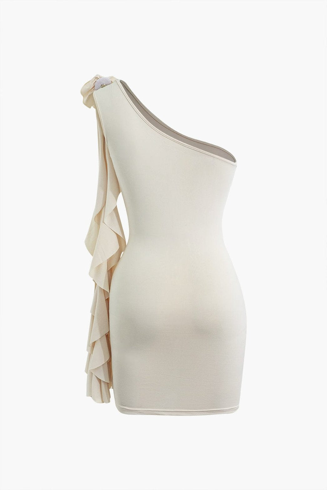 Robe asymétrique courte beige vue de dos étoile