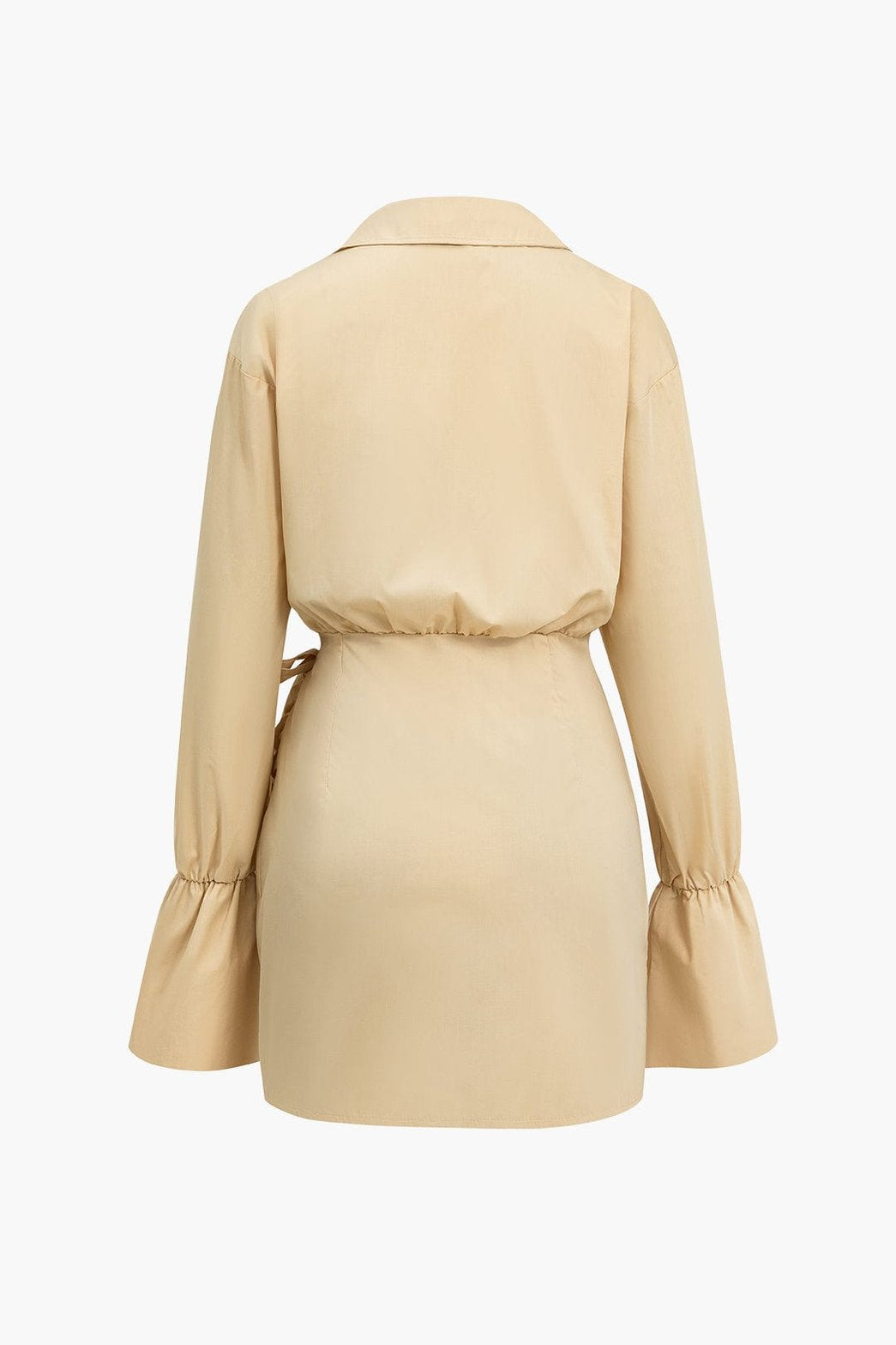 Robe mini manches cloche beige vue de dos étoile