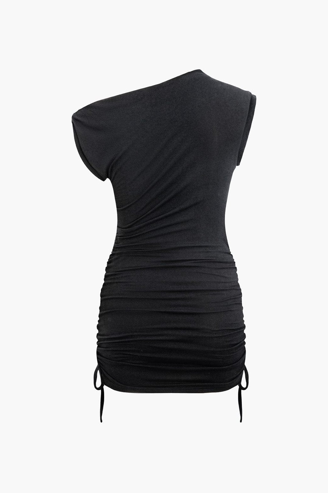 Robe courte noire col asymétrique raffinée