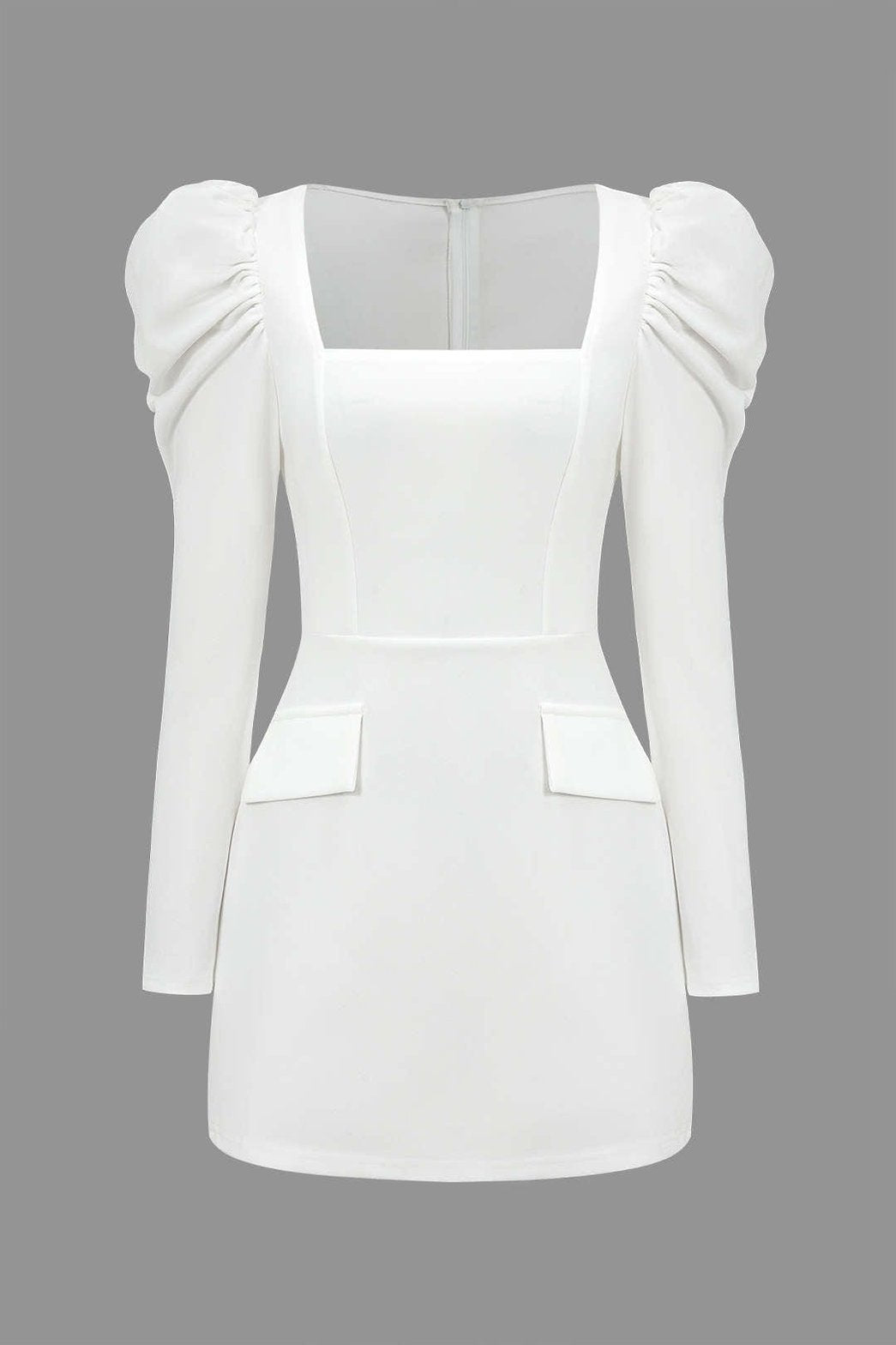 Robe mini ajustée blanche avec encolure carrée étoile