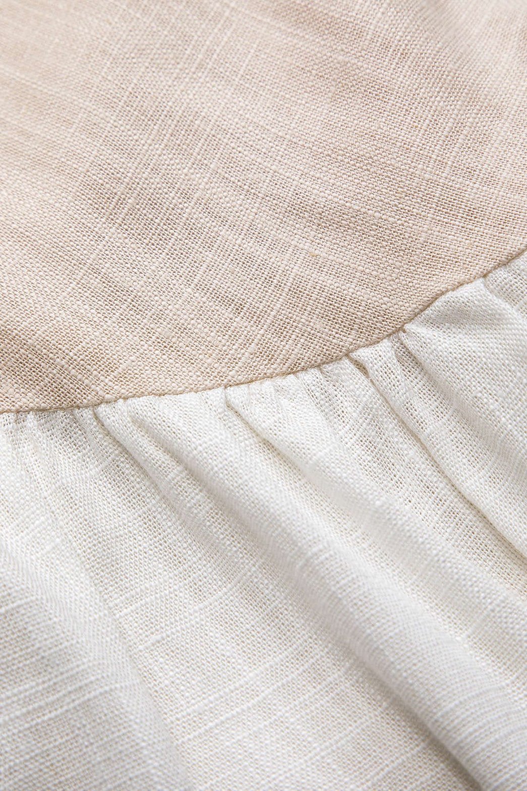 Robe mini lin beige détail fronces fleur