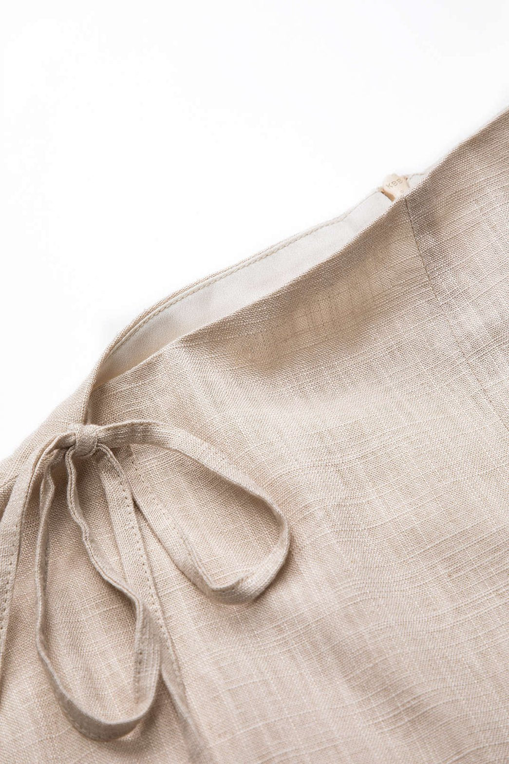 Robe mini lin beige vue ensemble liberté