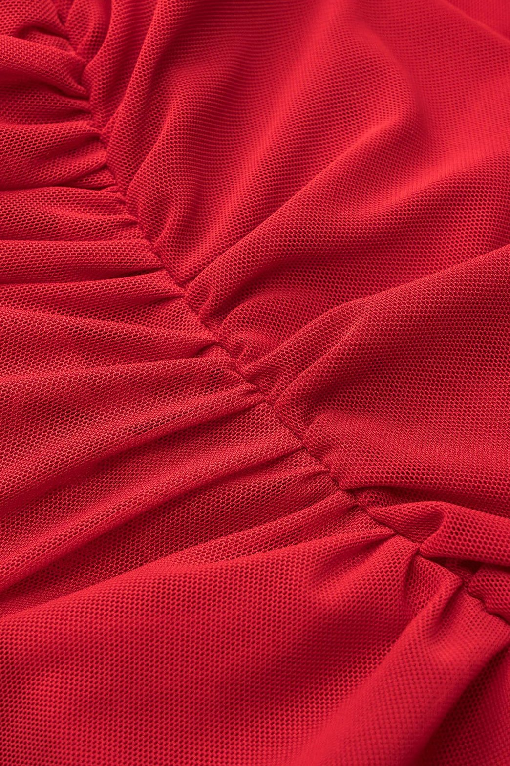 Robe mini mesh rouge vue de côté lune