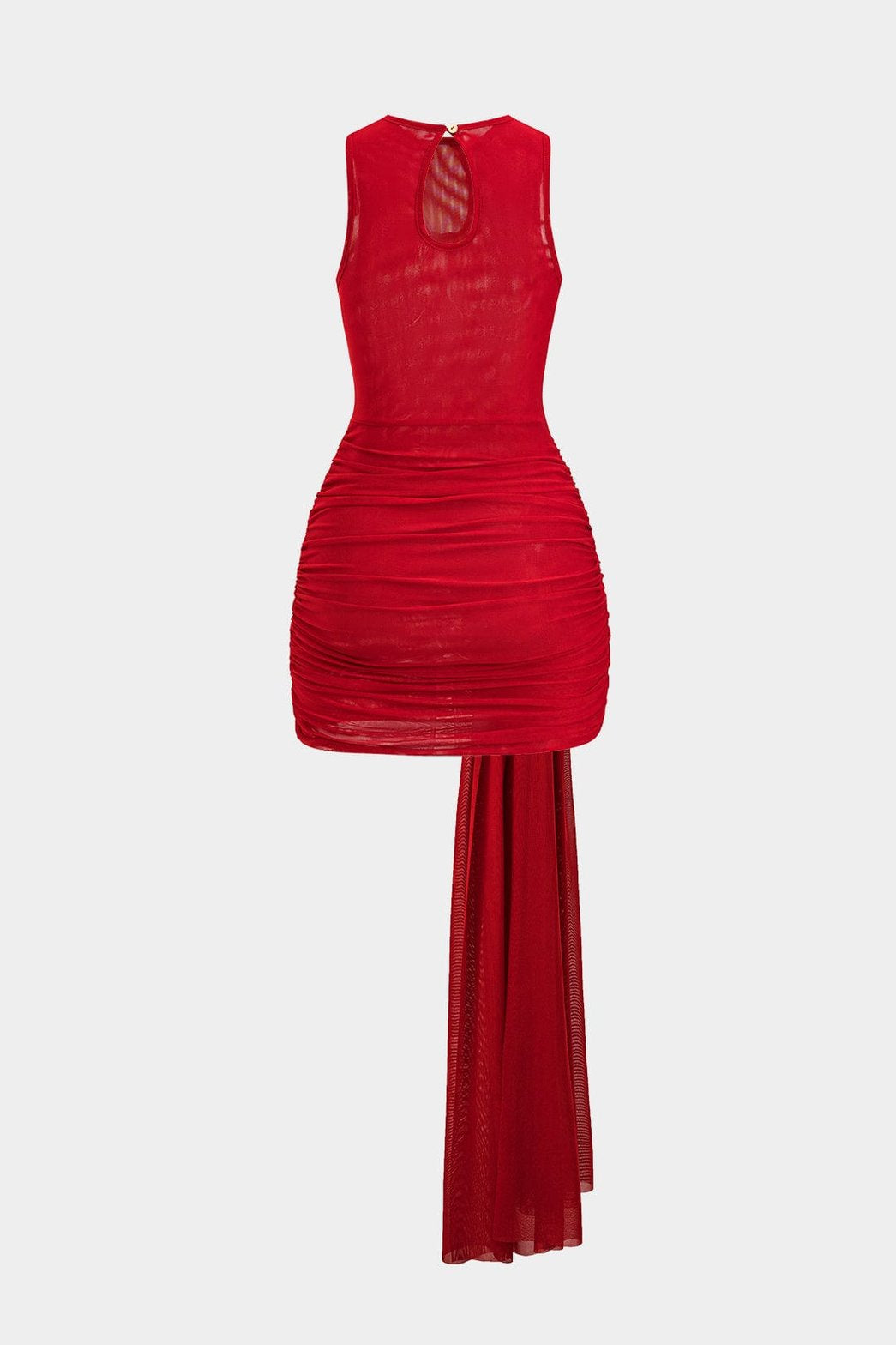 Robe courte rouge transparente vue de dos étoile