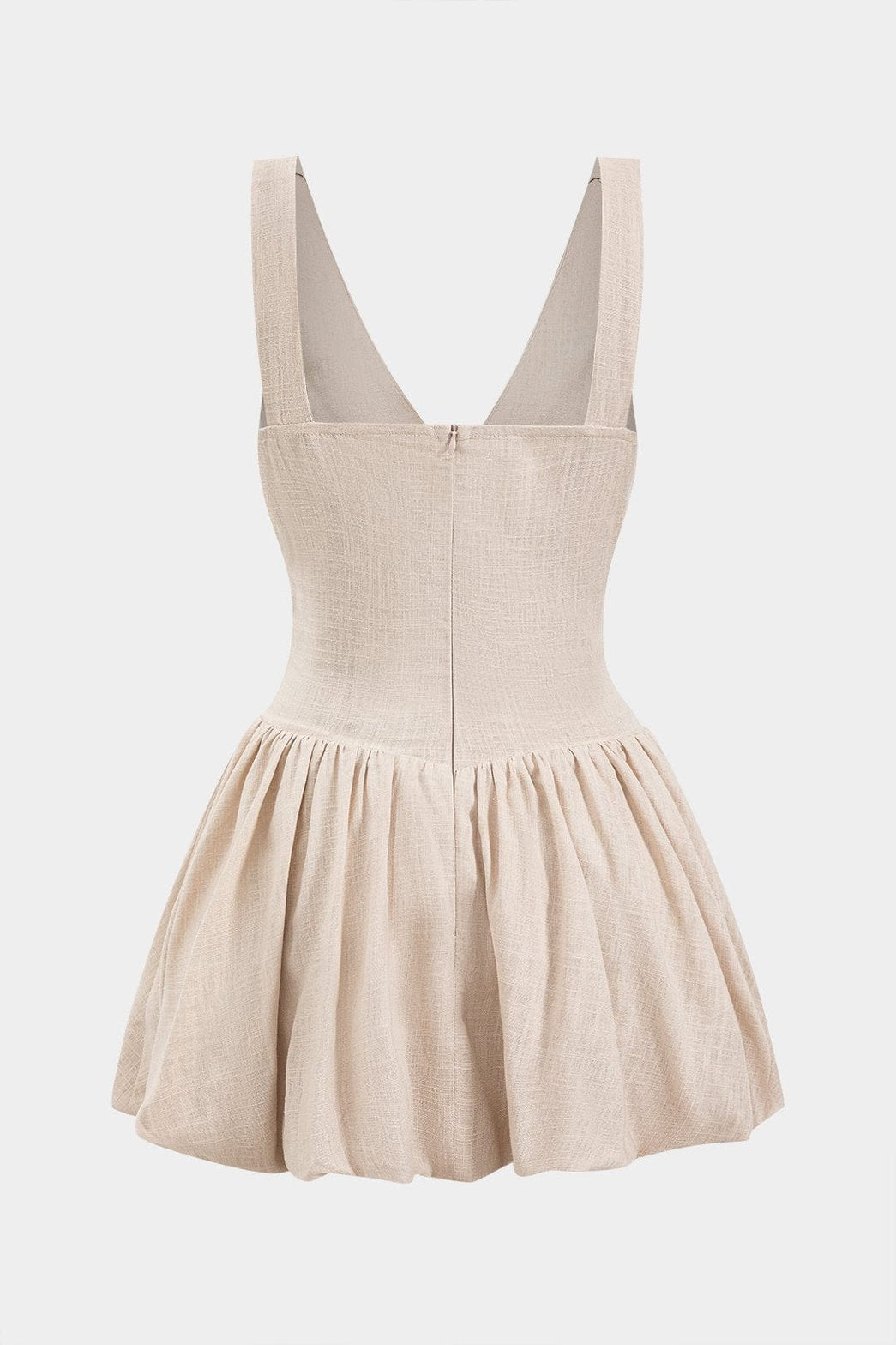 Robe mini plissée en lin beige vue de dos harmonie