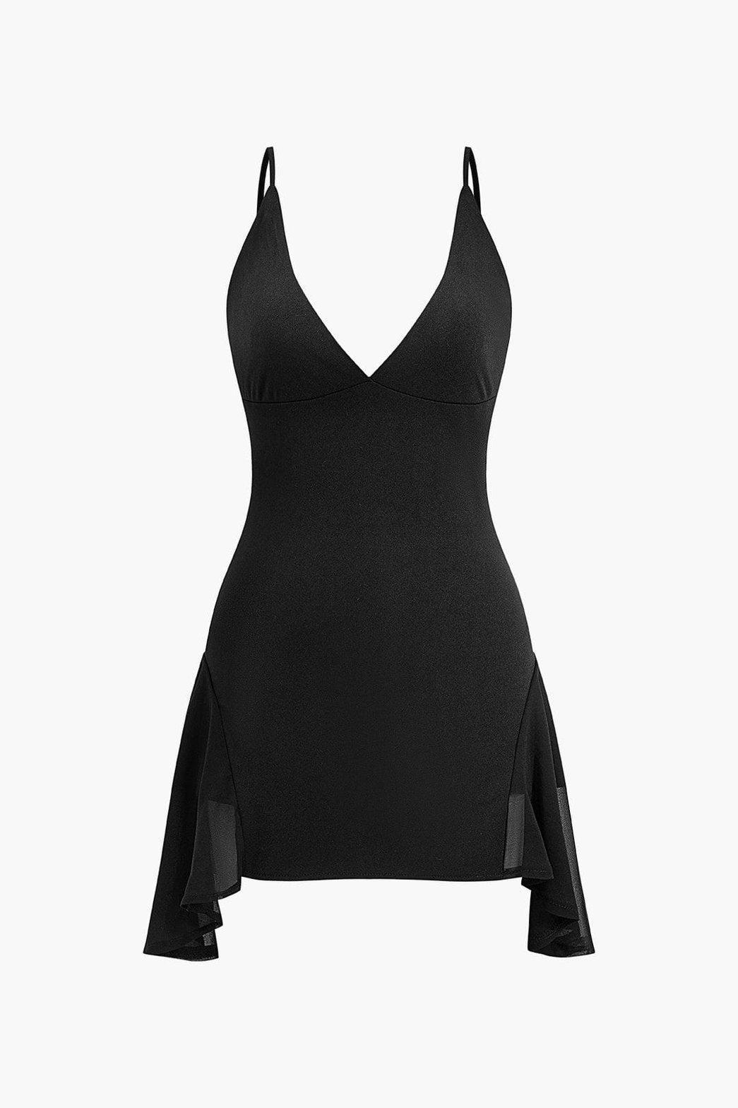 Vue de dos robe courte volantée noire lune