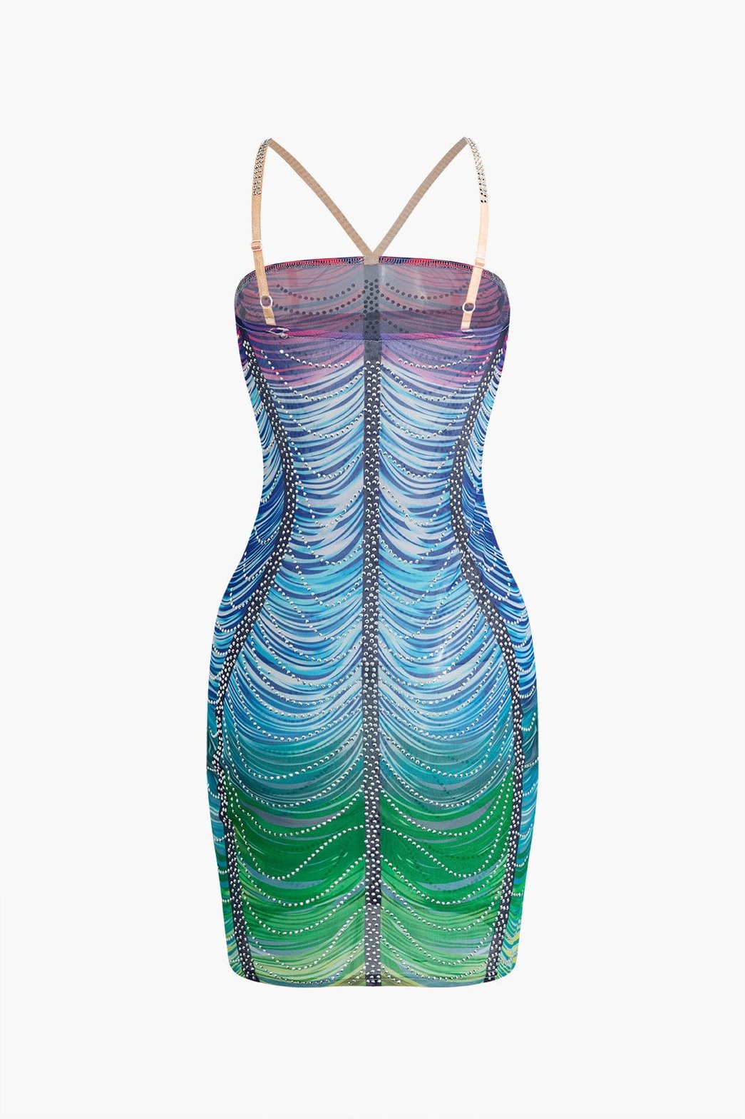 Robe courte multicolore détail cristal