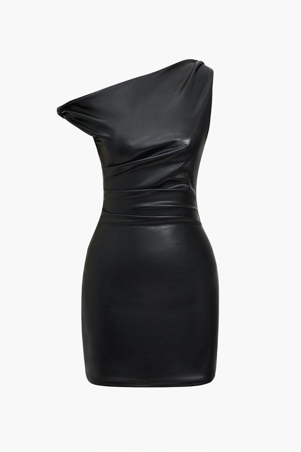 Robe asymétrique en simili cuir noir étoile