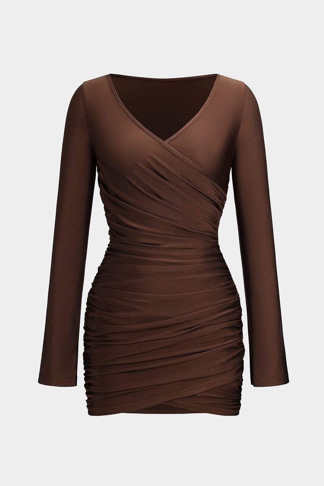 Robe moulante drapée marron élégante papillon