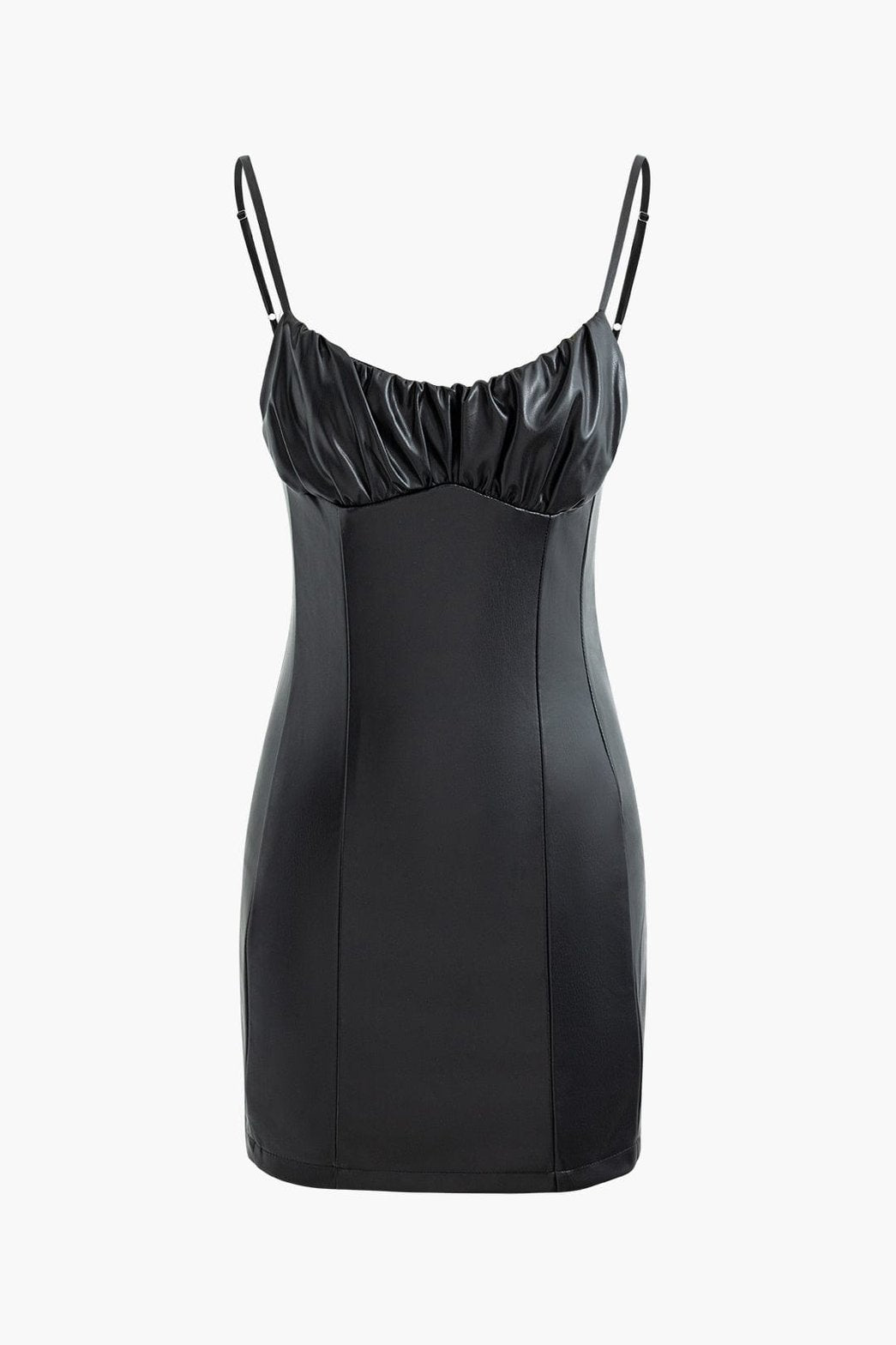 Robe moulante effet cuir noire vue de face étoile