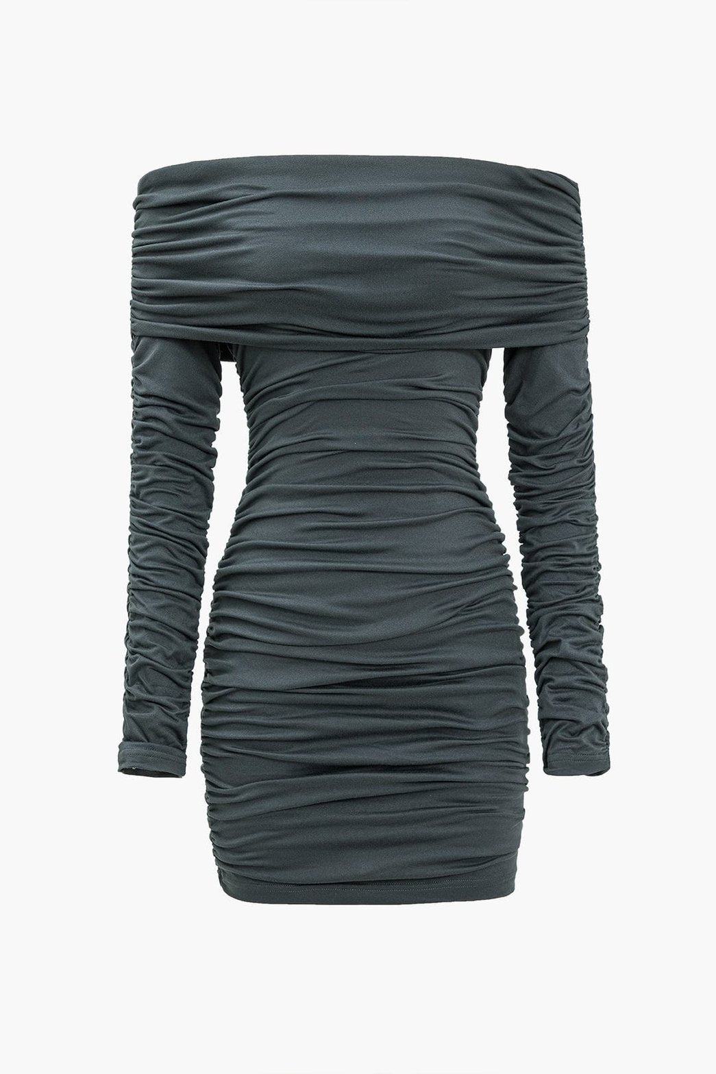 Robe moulante froncée épaules dénudées vue de face - harmonie